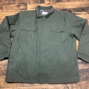 Uniform Solutions Mens Work Utility Jacket Green‎ Carpet Lined Snap Zip Front XL